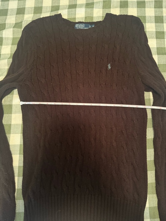 Ralph Lauren Dark Brown Cable-Knit Crewneck Sweater - Picture 13 of 15